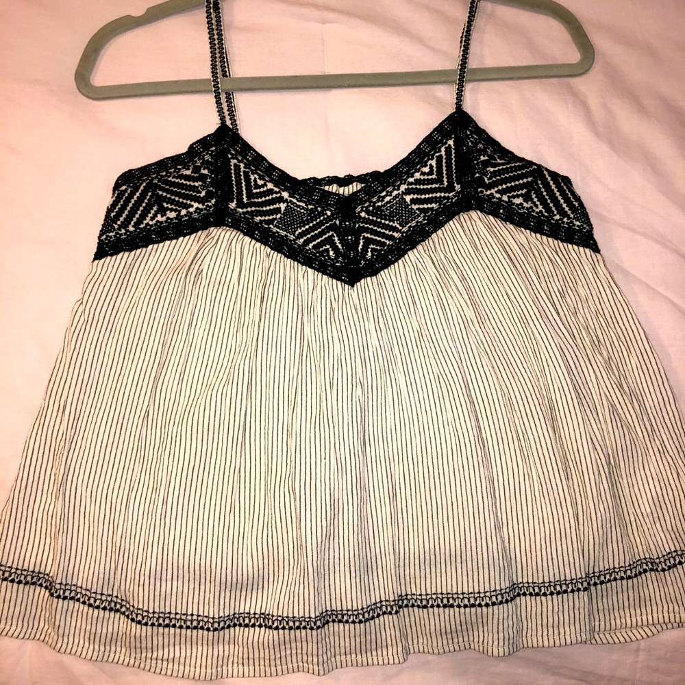 American Eagle Cream and Black Striped Top (S)